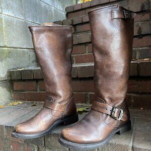 Frye Veronica Slouch Tall Leather Moto Buckle Boots Equestrian Western Size 6
